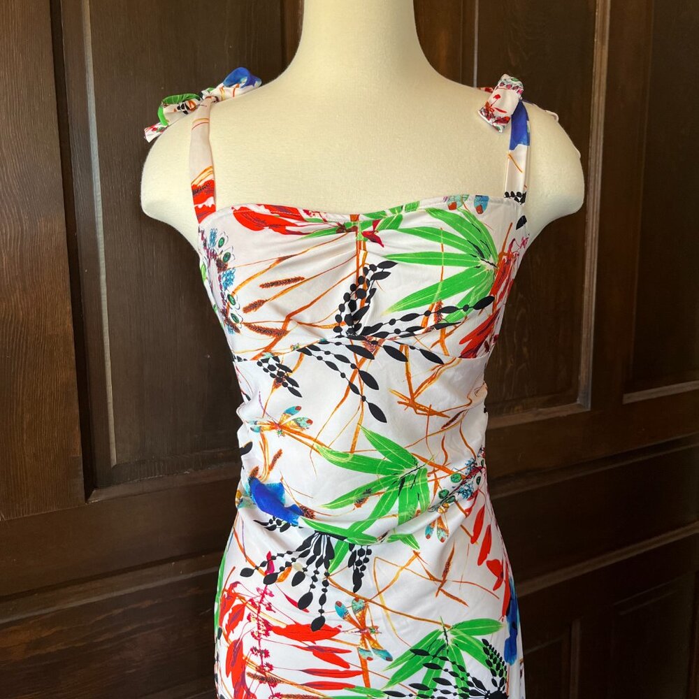 Diane von Furstenberg Dress Silk Blend Dragonfly Bird Floral Multicolor Size 6 - Picture 9 of 15
